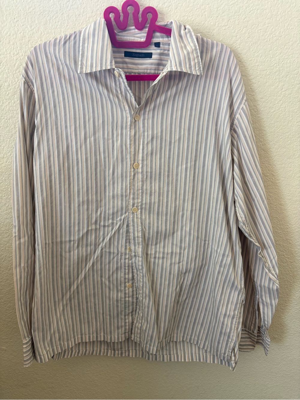 Men's Blue Stripe Button-Down Shirt Zegna sport